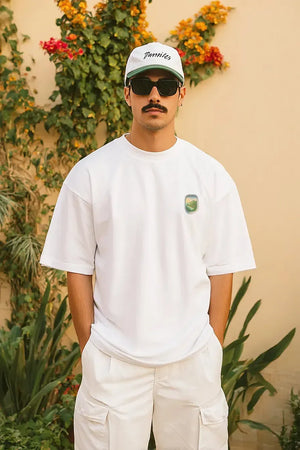 T-Shirt Airplane Bali Oversized Drop Shoulder - White