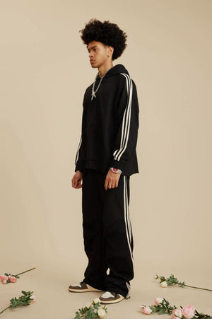 Three Lines Hoodie - BLACK