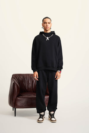 Ghost Hoodie Blank Heavy Drop Shoulder - BLACK