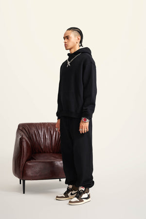 Ghost Hoodie Blank Heavy Drop Shoulder - BLACK