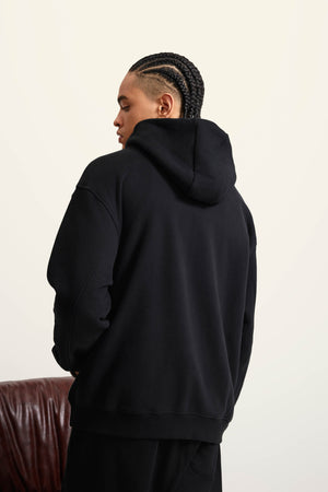 Ghost Hoodie Blank Heavy Drop Shoulder - BLACK
