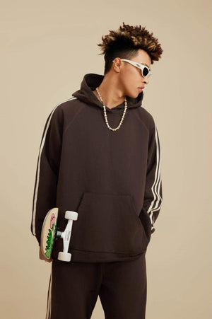 Three Lines Hoodie - BROWN