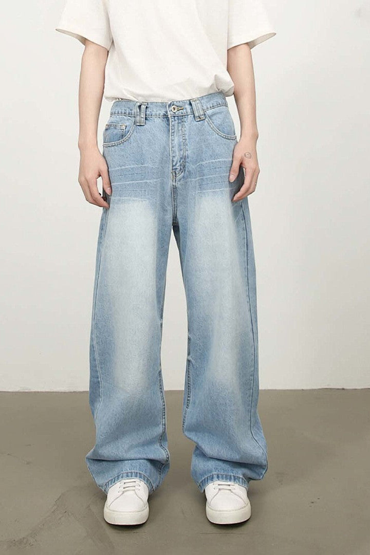 بنطلون جينز رجالي واسع الساق وخفيف الوزن