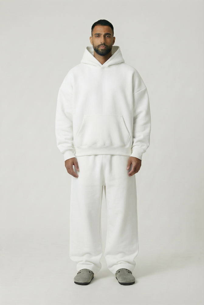 هودي كتف ساقط بلانك - أبيض