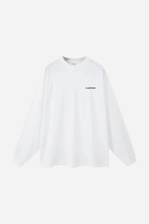 T-shirt Basics Long-Sleeves Drop Shoulder Oversized - White