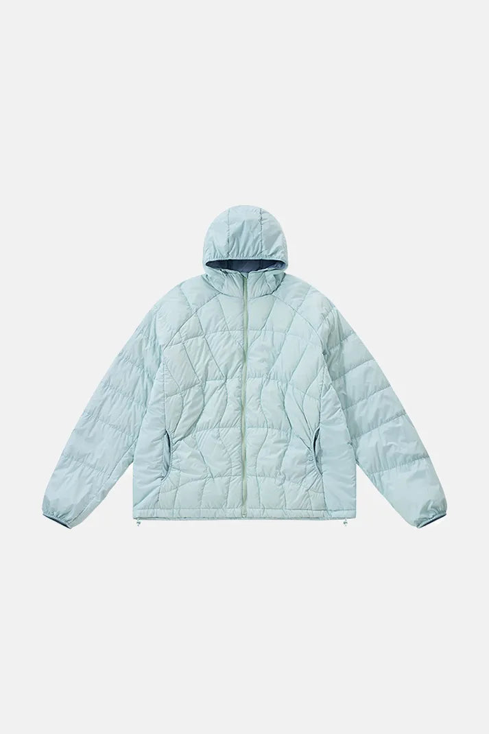 Men’s Lightweight Hooded Puffer Jacket - Light Blue