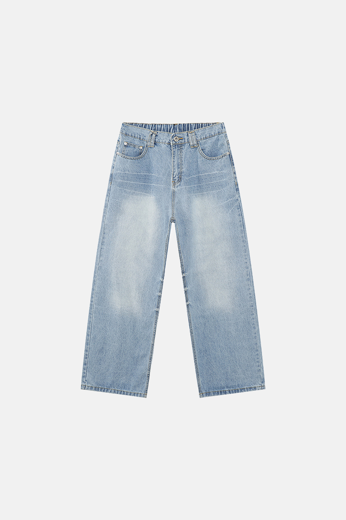 بنطلون جينز رجالي واسع الساق وخفيف الوزن