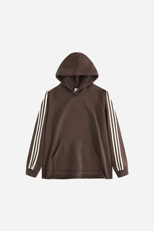 Three Lines Hoodie - BROWN