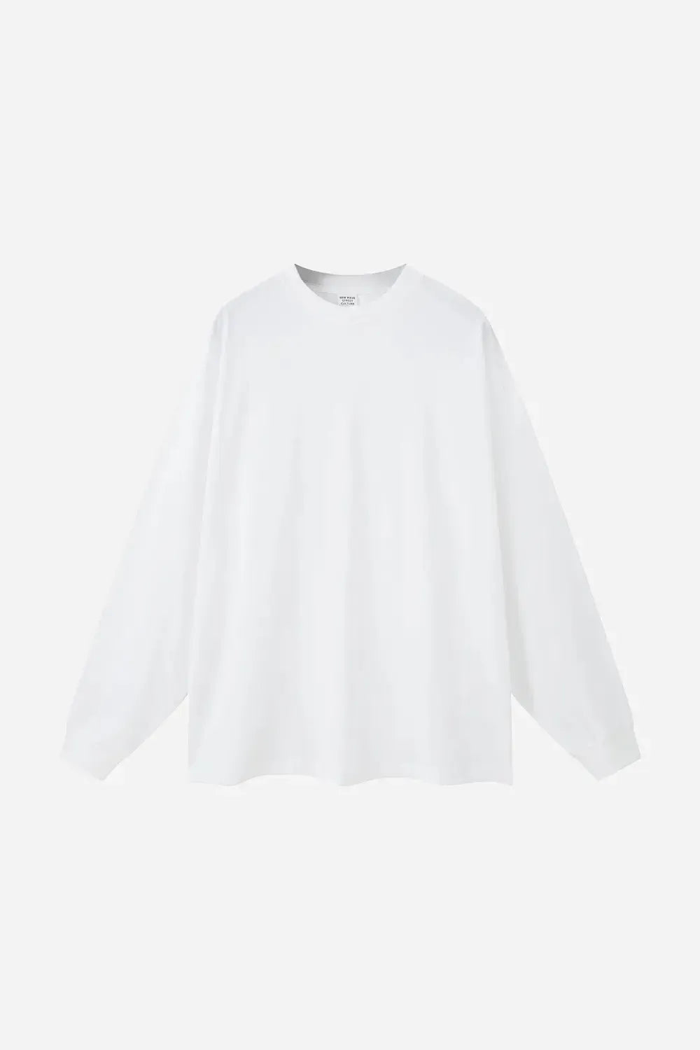 Long Sleeve Oversized T-Shirt 100% Cotton - WHITE