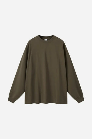Long Sleeve Oversized T-Shirt 100% Cotton - COFFEE