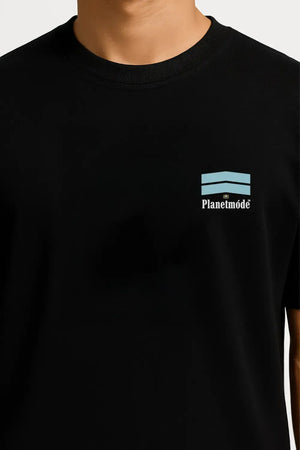 T-Shirt Mallbo Blue Oversized Drop Shoulder - Black