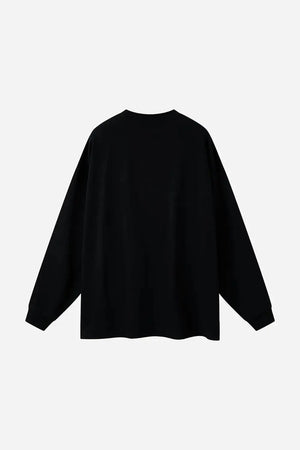 Long Sleeve Oversized T-Shirt 100% Cotton - Black