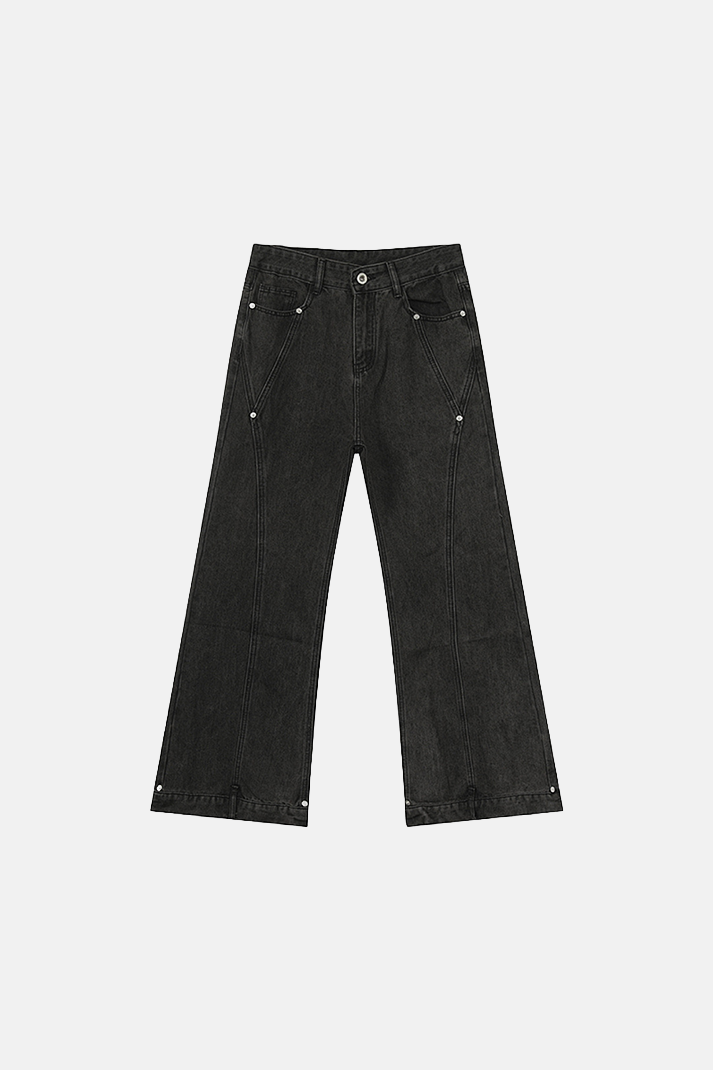 بنطال جينز رجالي أسود واسع الساق