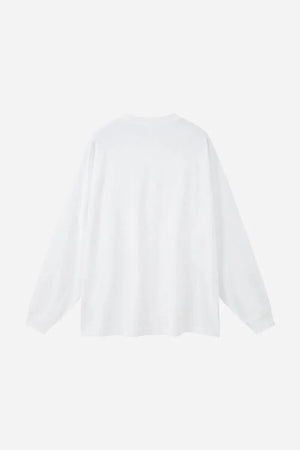 Long Sleeve Oversized T-Shirt 100% Cotton - WHITE