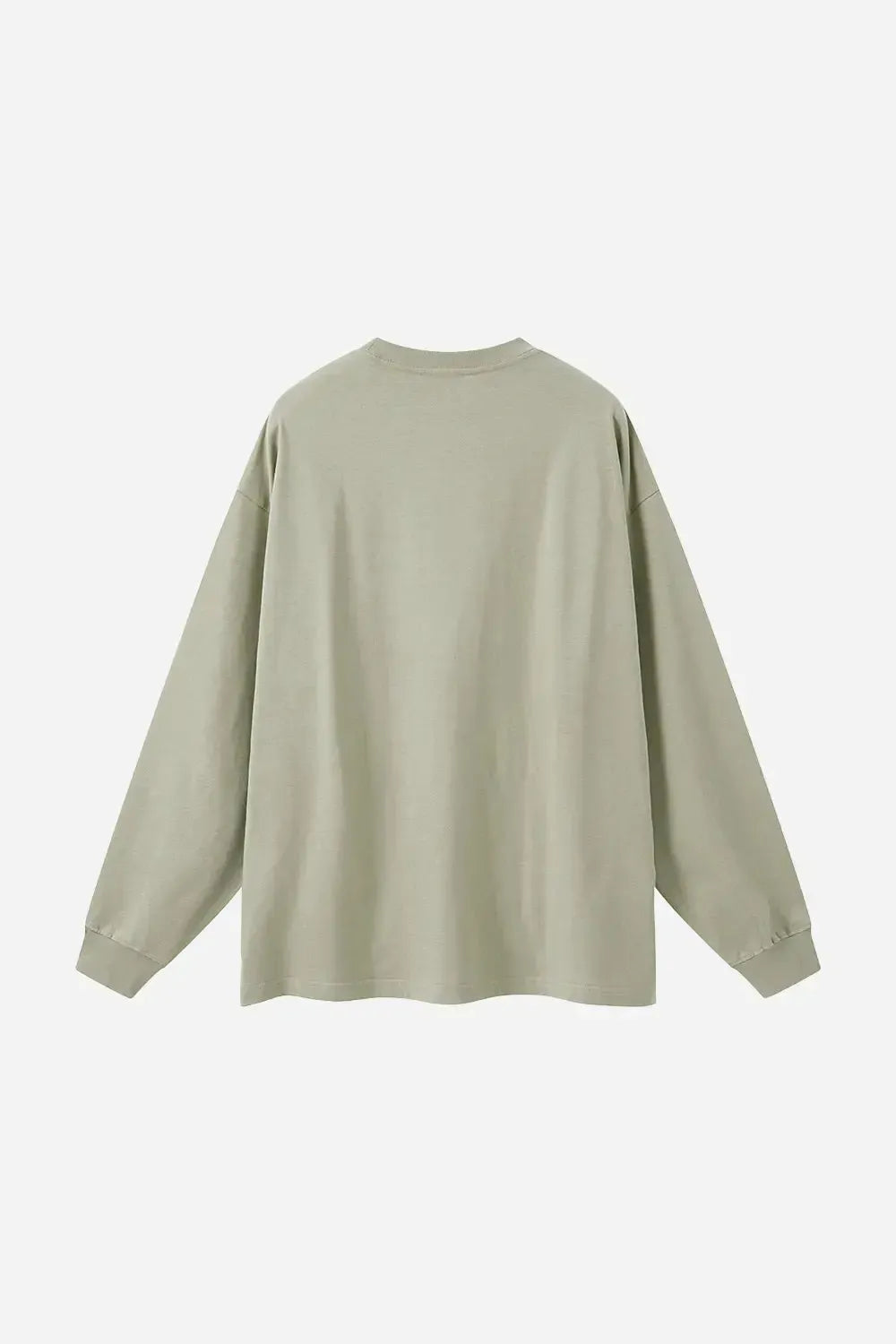Long Sleeve Oversized T-Shirt 100% Cotton - GRAYISH GREEN