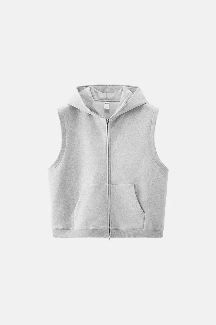 Men's Zip-Up Sleeveless Hoodie - Heather Grey