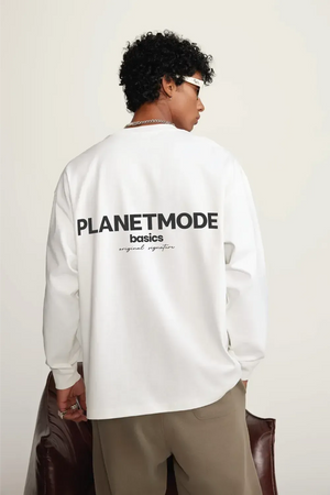 T-shirt Basics Long-Sleeves Drop Shoulder Oversized - White