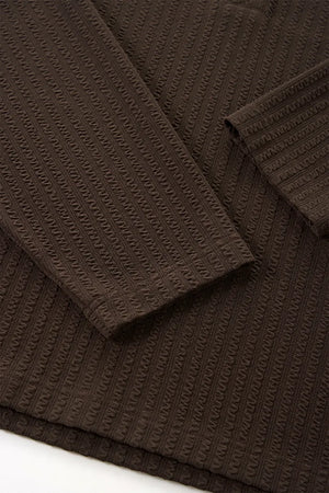 Men's Textured Knit Long Sleeve Henley - Charcoal Brown