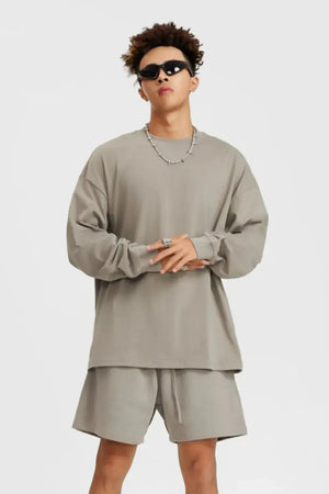 Long Sleeve Oversized T-Shirt 100% Cotton - SAND