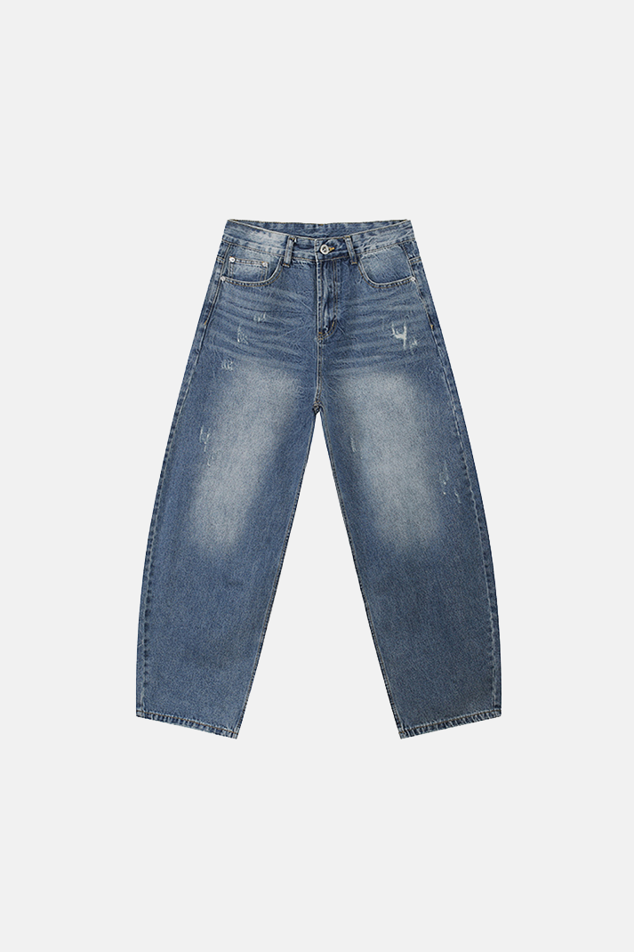 بنطلون جينز رجالي واسع بالون بتصميم فنتج[