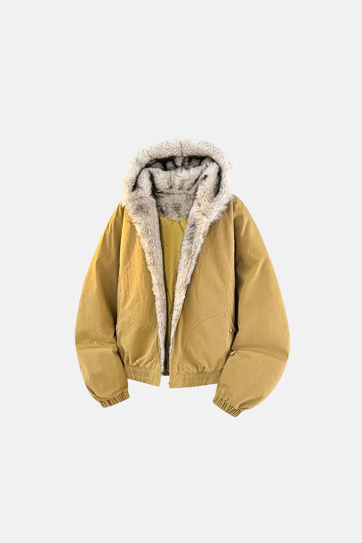 Men’s Winter Fur-Lined Hooded Jacket - Gold