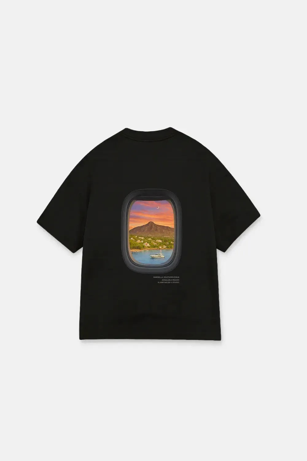T-Shirt Airplane Marbella Oversized Drop Shoulder - Black