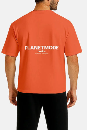 T-shirt Basics drop shoulder oversized - Orange Red