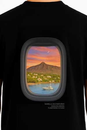 T-Shirt Airplane Marbella Oversized Drop Shoulder - Black