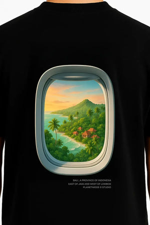 T-Shirt Airplane Bali Oversized Drop Shoulder - Black