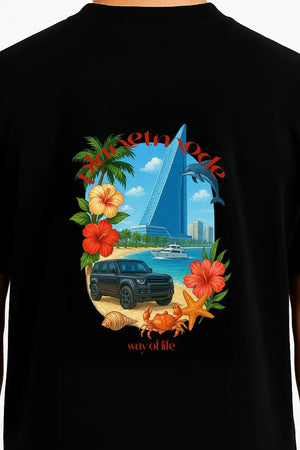 T-Shirt Beach Vibes Drop Shoulder - Black