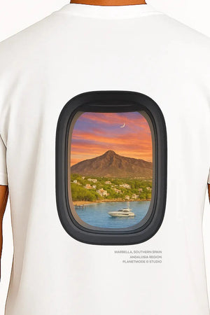 T-Shirt Airplane Marbella Oversized Drop Shoulder - White