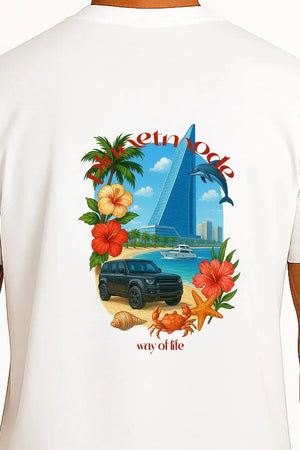 T-Shirt Beach Vibes Drop Shoulder - White