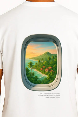 T-Shirt Airplane Bali Oversized Drop Shoulder - White