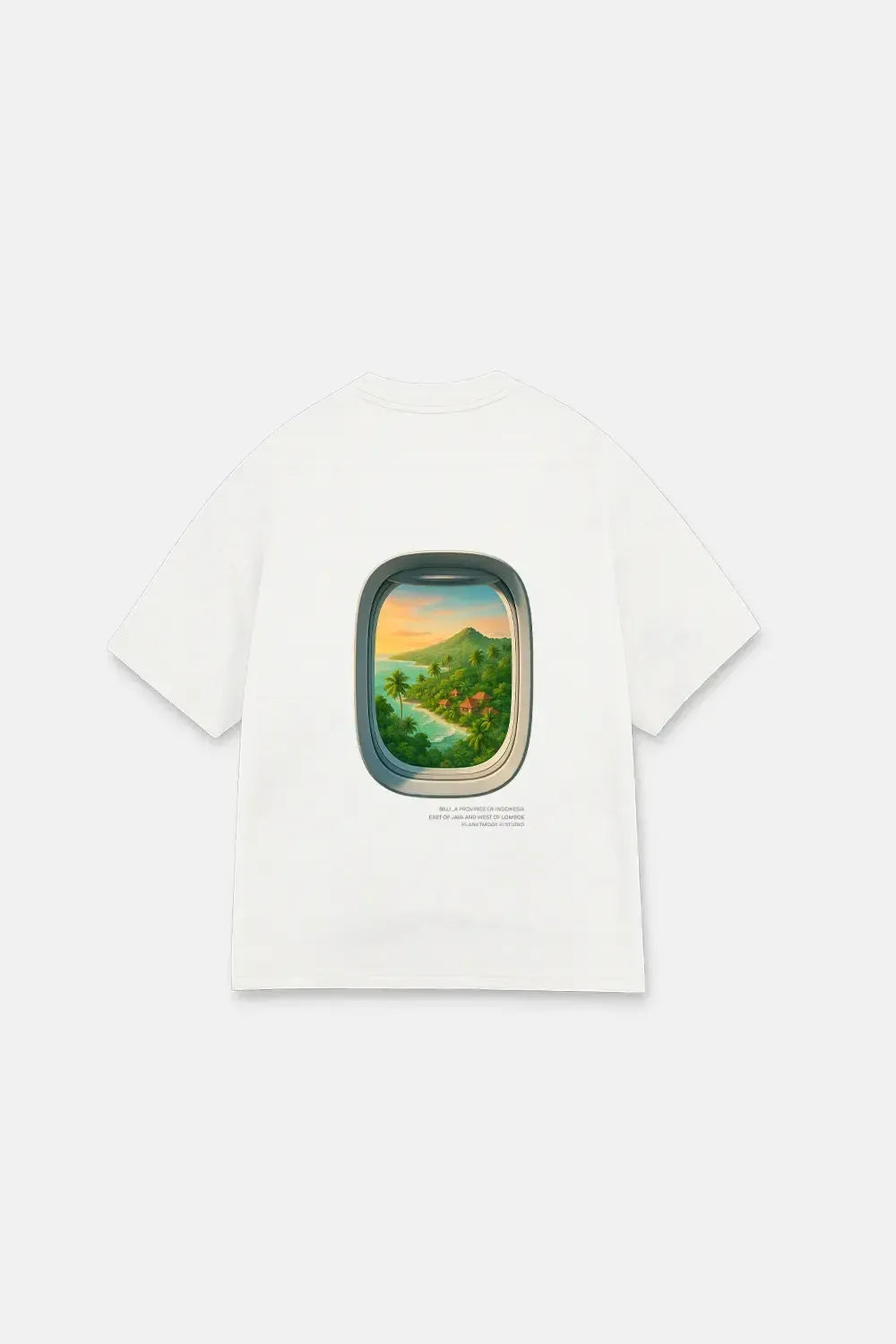 T-Shirt Airplane Bali Oversized Drop Shoulder - White