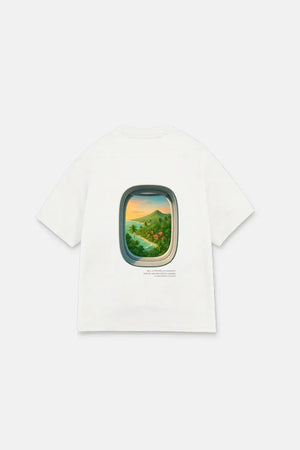 T-Shirt Airplane Bali Oversized Drop Shoulder - White