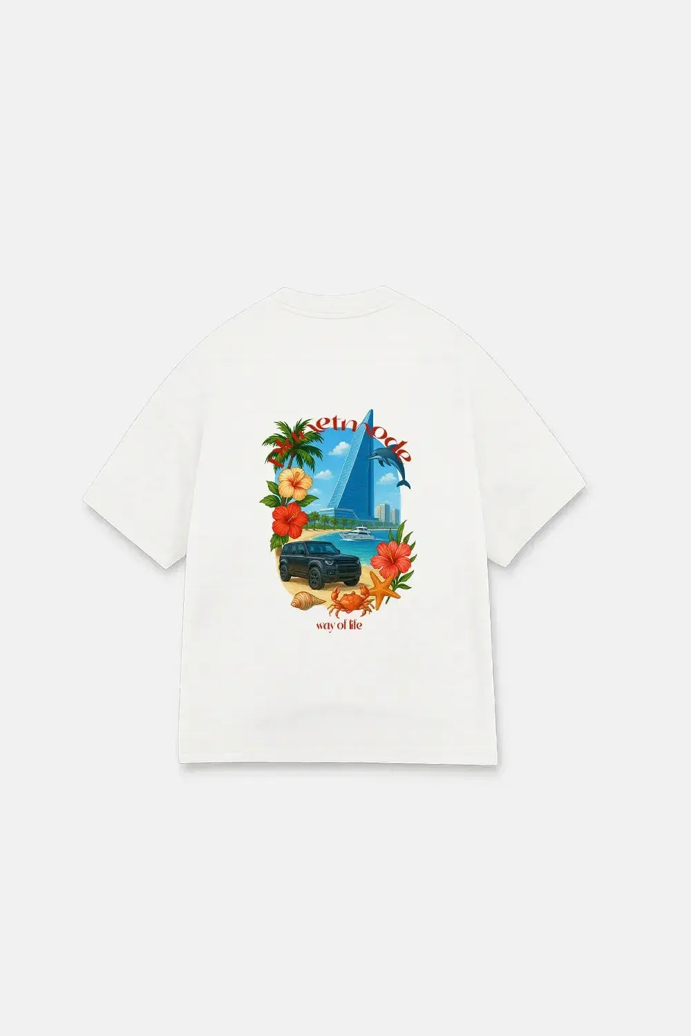 T-Shirt Beach Vibes Drop Shoulder - White