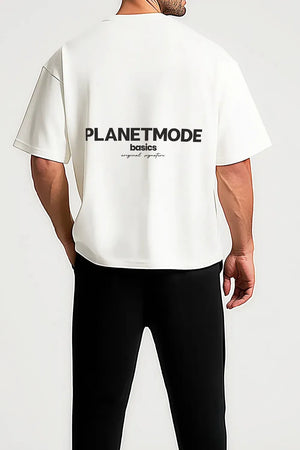 T-shirt Basics drop shoulder oversized - White