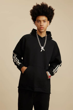 Three Lines Hoodie - BLACK