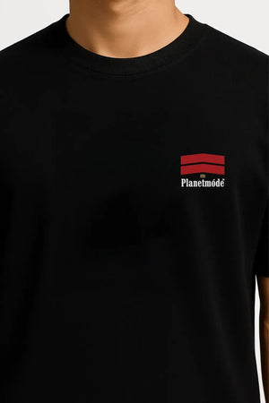 T-Shirt Mallbo Red Oversized Drop Shoulder - Black