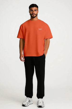 T-shirt Basics drop shoulder oversized - Orange Red