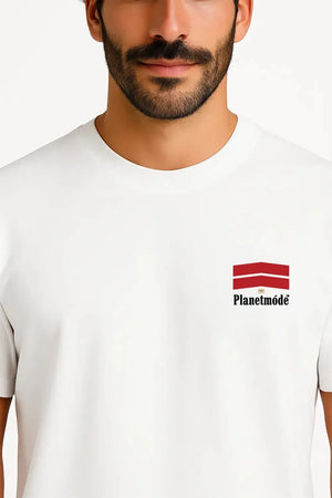 T-Shirt Mallbo Red Oversized Drop Shoulder - White