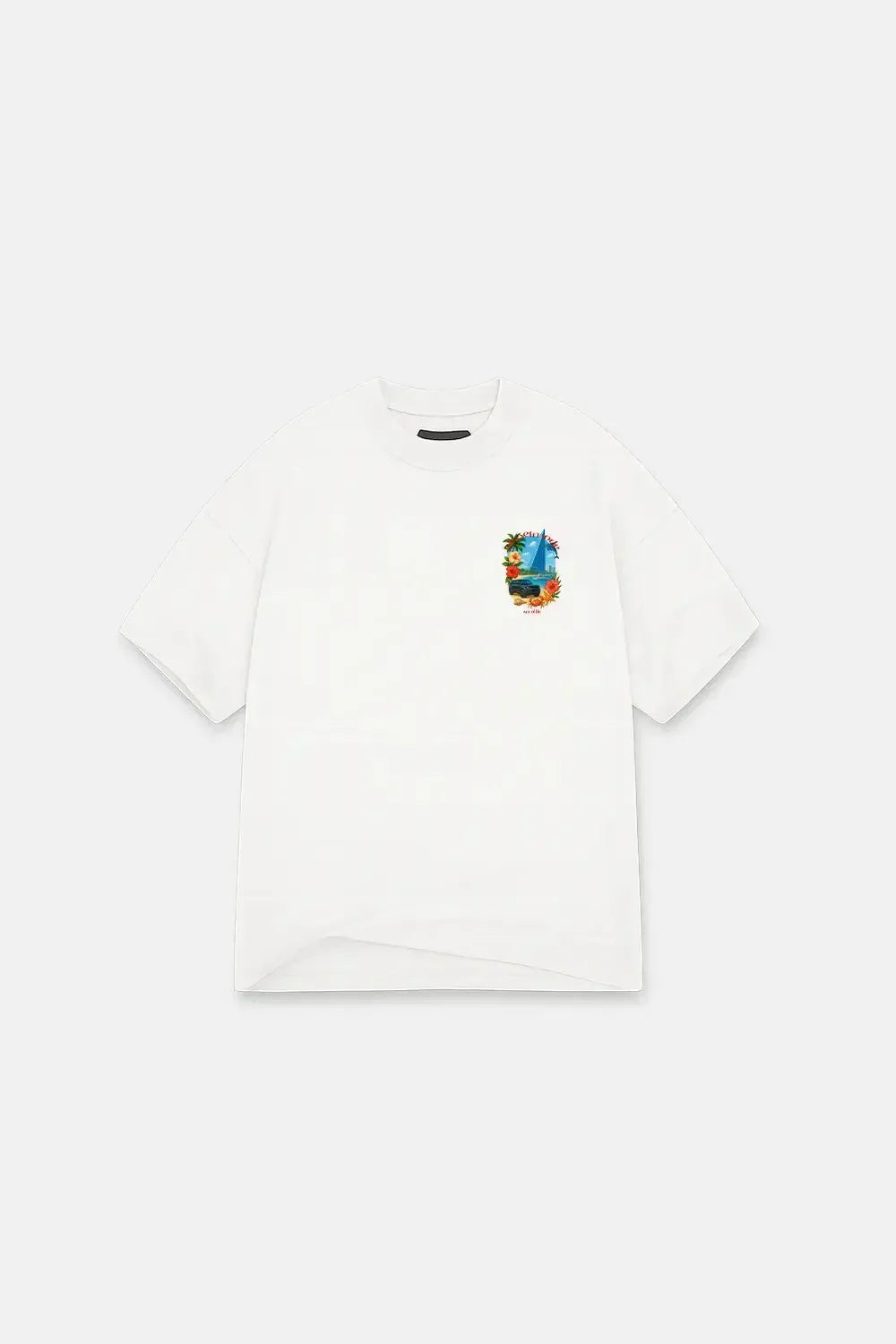 T-Shirt Beach Vibes Drop Shoulder - White