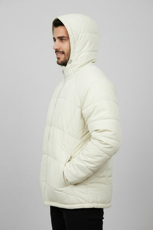 Men’s Lightweight Hooded Puffer Jacket - Cream