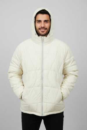 Men’s Lightweight Hooded Puffer Jacket - Cream