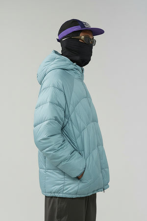 Men’s Lightweight Hooded Puffer Jacket - Light Blue