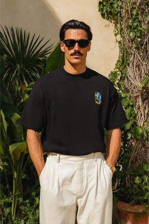 T-Shirt Beach Vibes Drop Shoulder - Black