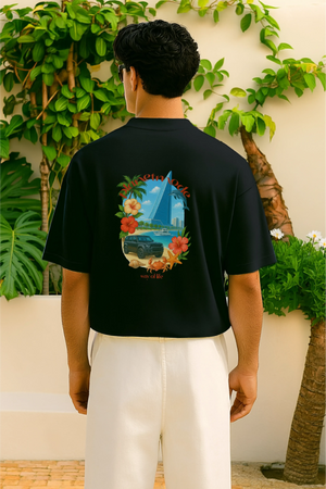 T-Shirt Beach Vibes Drop Shoulder - Black