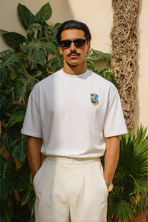 T-Shirt Beach Vibes Drop Shoulder - White