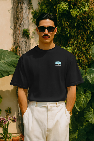 T-Shirt Mallbo Blue Oversized Drop Shoulder - Black