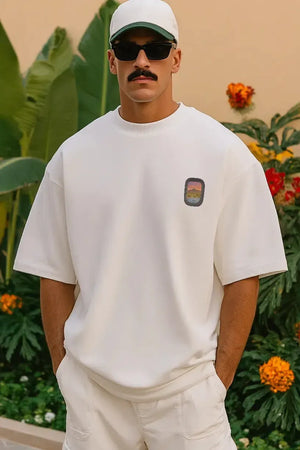 T-Shirt Airplane Marbella Oversized Drop Shoulder - White